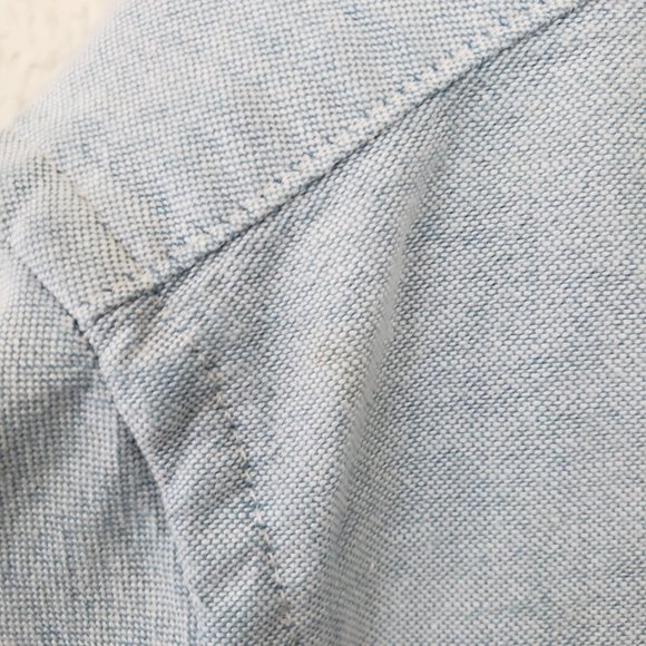 H&M Women's Sz Large Chambray Cotton Long Sleeve Button Down Regular Fit Shirt - Picture 6 of 11